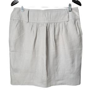 BANANA REPUBLIC Skirt Womens 10 Oatmeal 100% Linen Vintage Neutral Minimalist